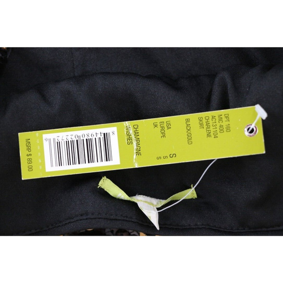 Gianni Bini Womens Mini Party Festive Skirt With Sequins Size Small Gold Black - Picture 5 of 6